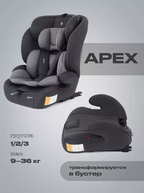 Автокресло Rant Basic Apex isofix 1-2-3 (9-36 кг) Grey