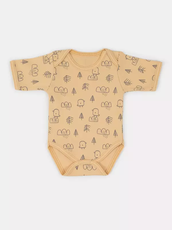 Боди Mowbaby Birds с коротким рукавом (3 шт.) yellow арт. 6282